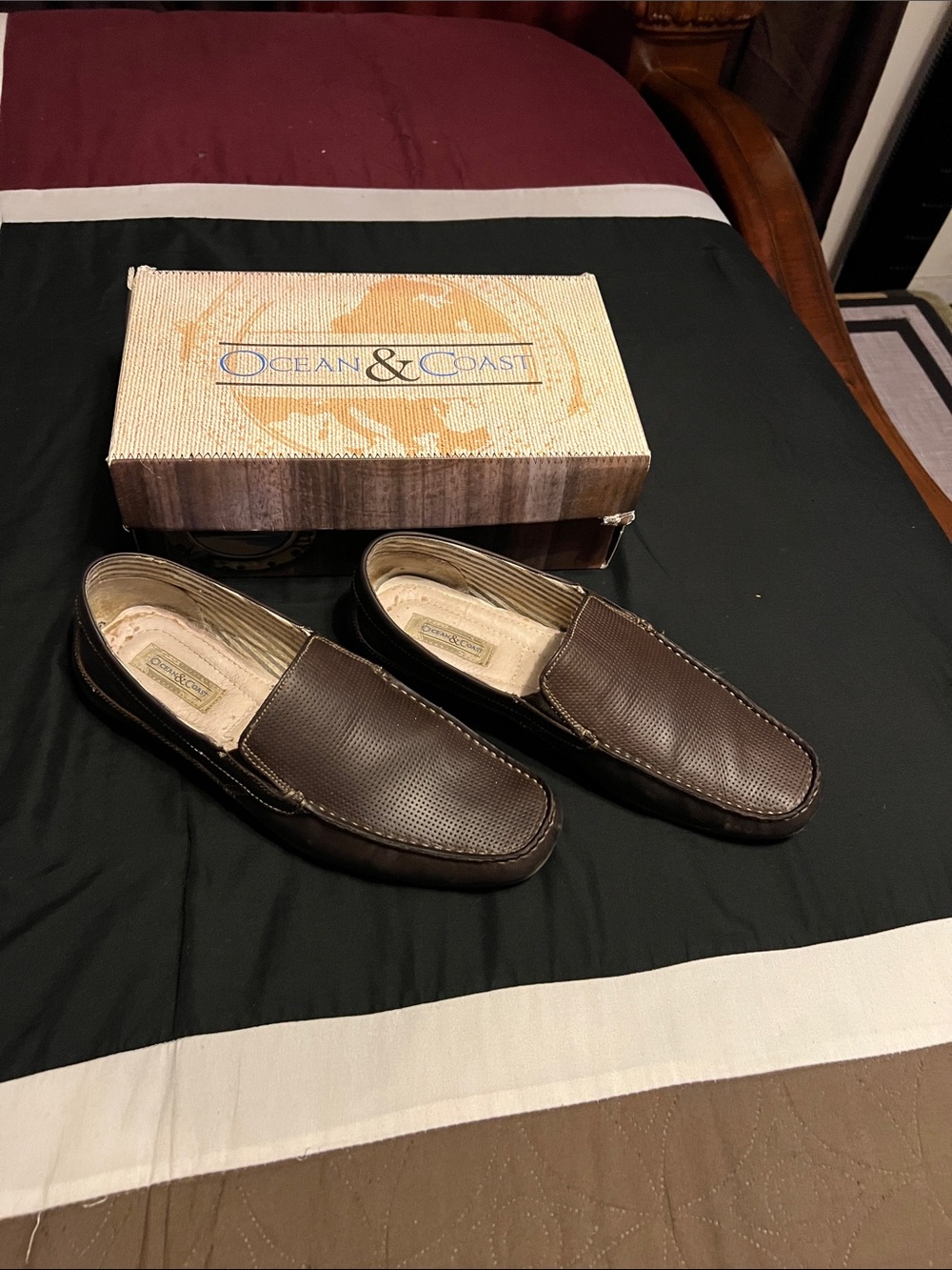 Ocean & Coast Men's Brown Perforated Slip-On Loafers